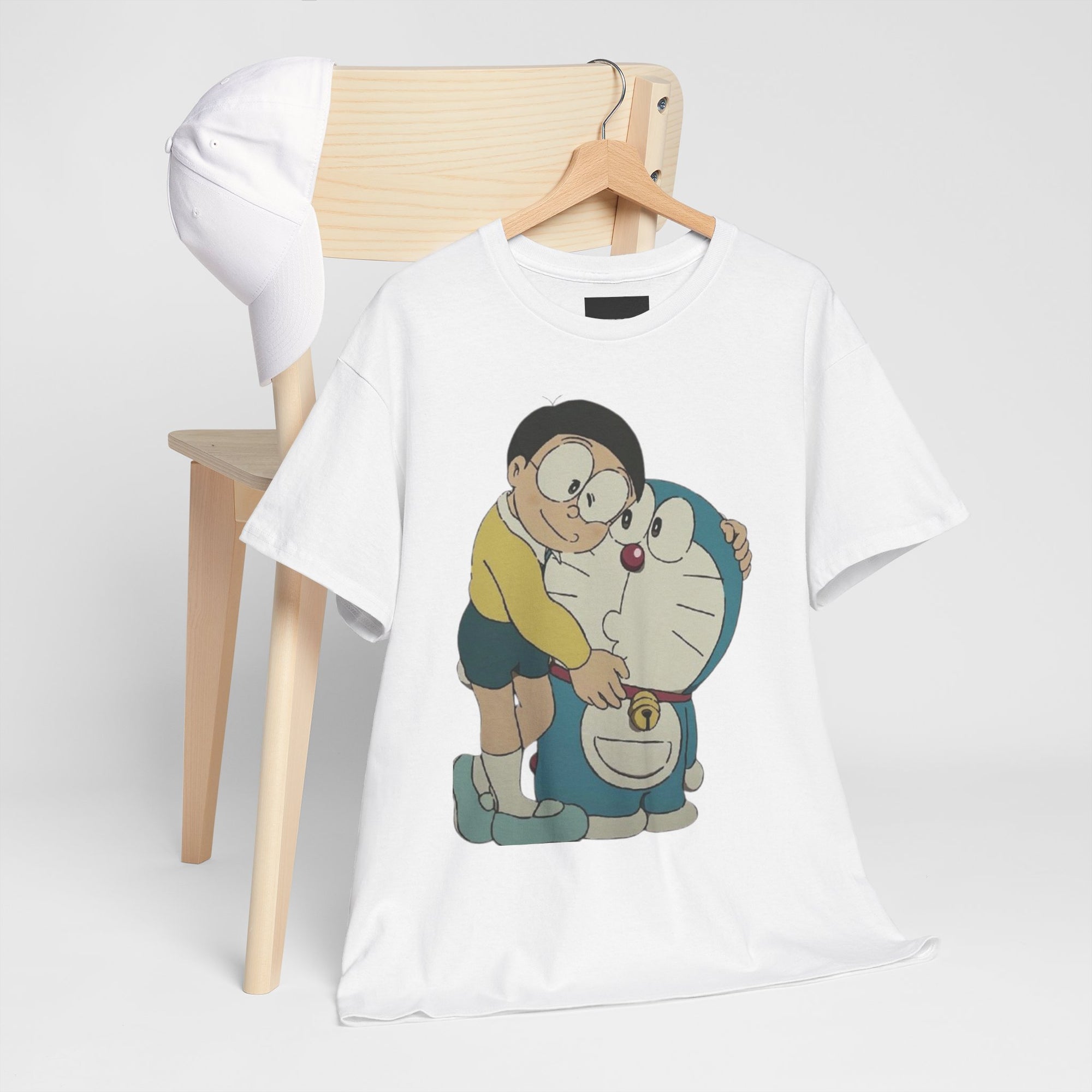 Cartoon Unisex Tee - Nobita and Doremon Print