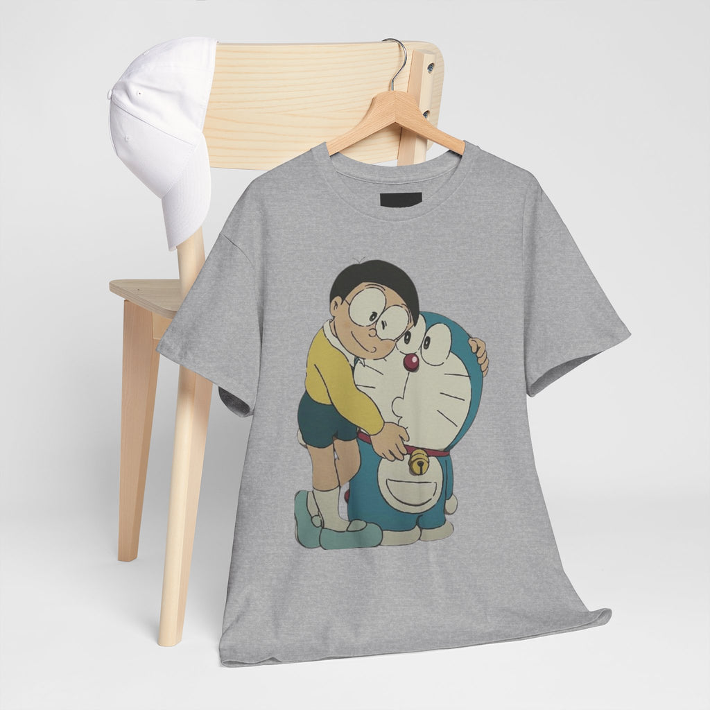 Cartoon Unisex Tee - Nobita and Doremon Print
